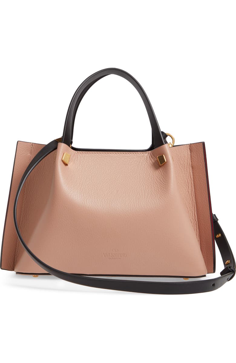 Valentino Garavani Small VLOGO Leather Tote, Alternate, color,