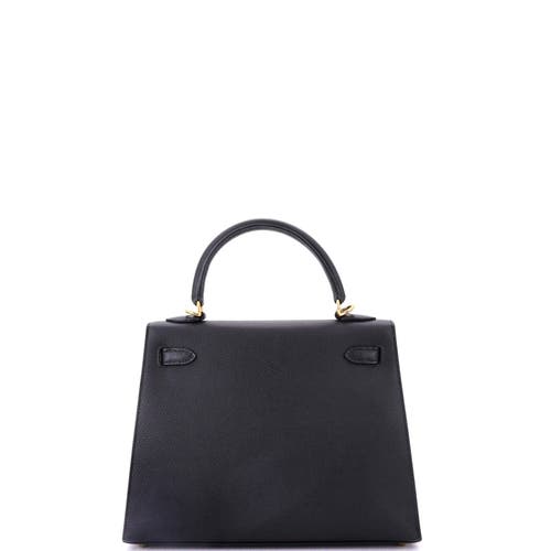 Pre-owned Hermes Hermes Kelly Handbag Black Epsom With Gold Hardware 25 In Black