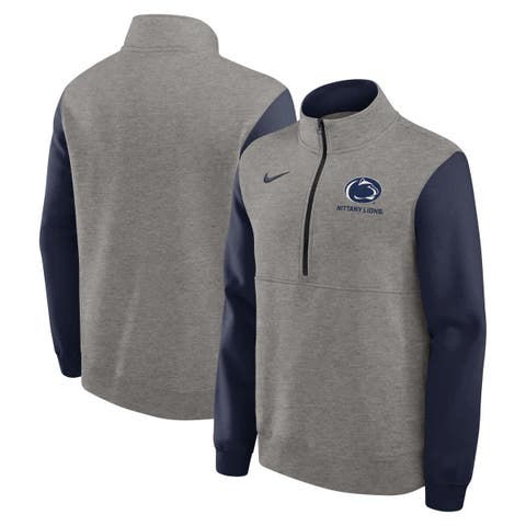 Men's Nike Heather Gray/Navy Penn State Nittany Lions Club Fleece Half-Zip Pullover