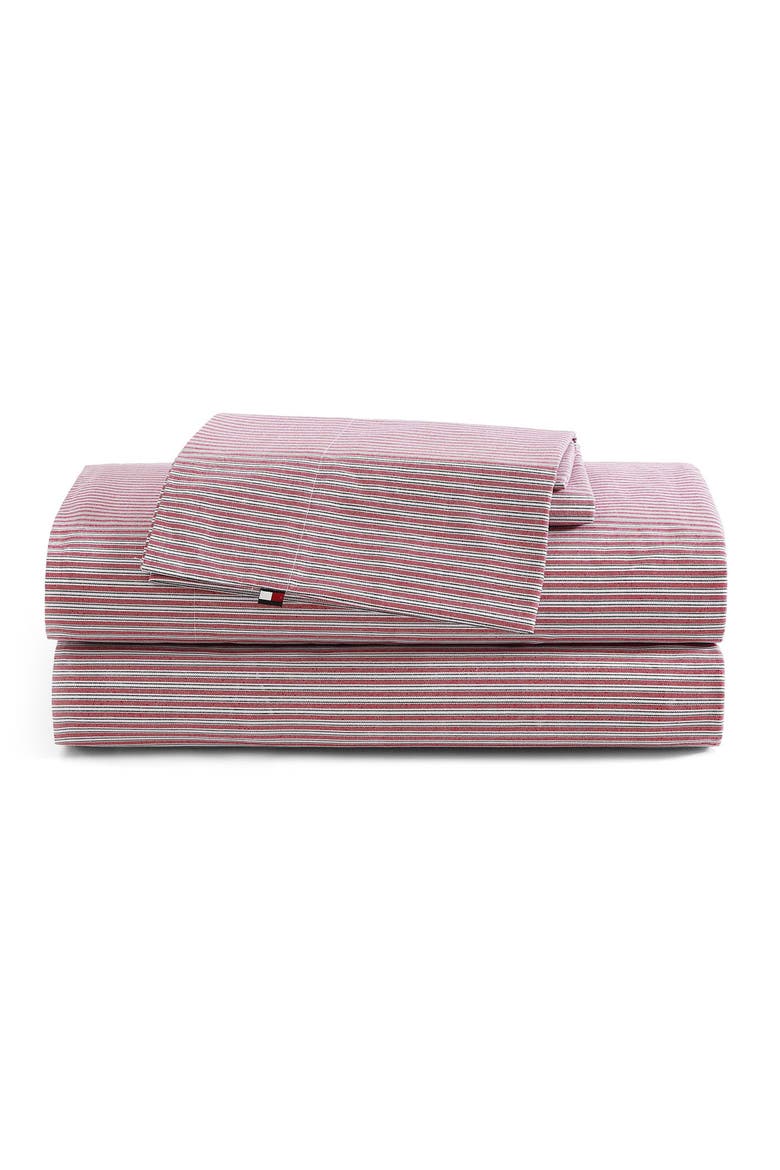 Highland Ticking Stripe Sheet Set, Main, color, RED