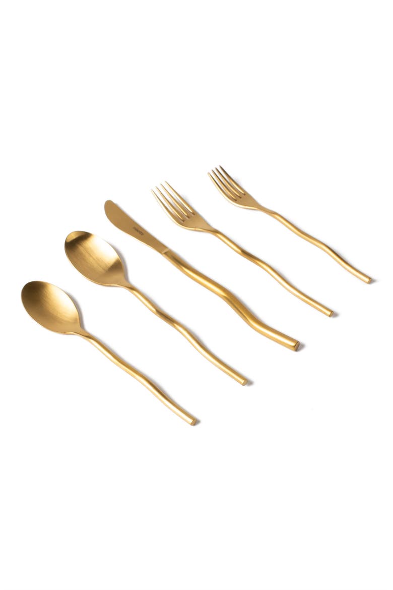 Squiggle 5-Piece Flatware Set, Main, color, MATTE GOLD