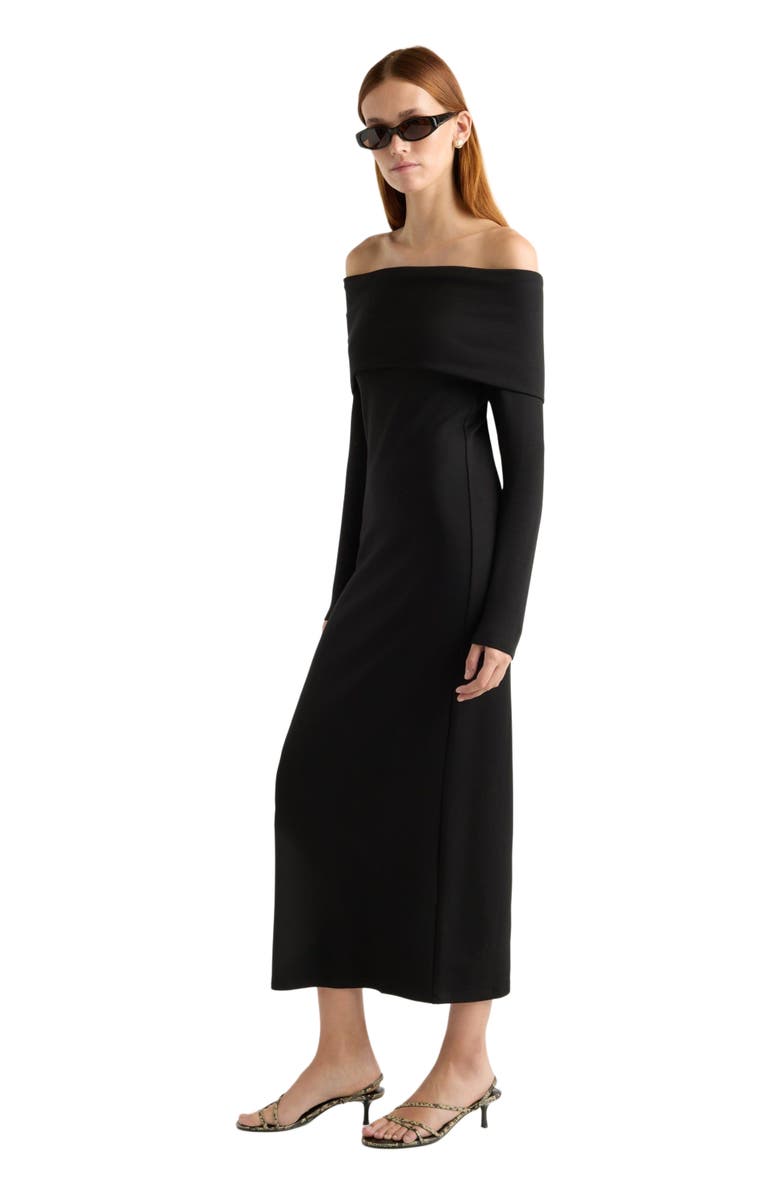 Modern Citizen Morgan Split Foldover Jersey Dress, Alternate, color, Black