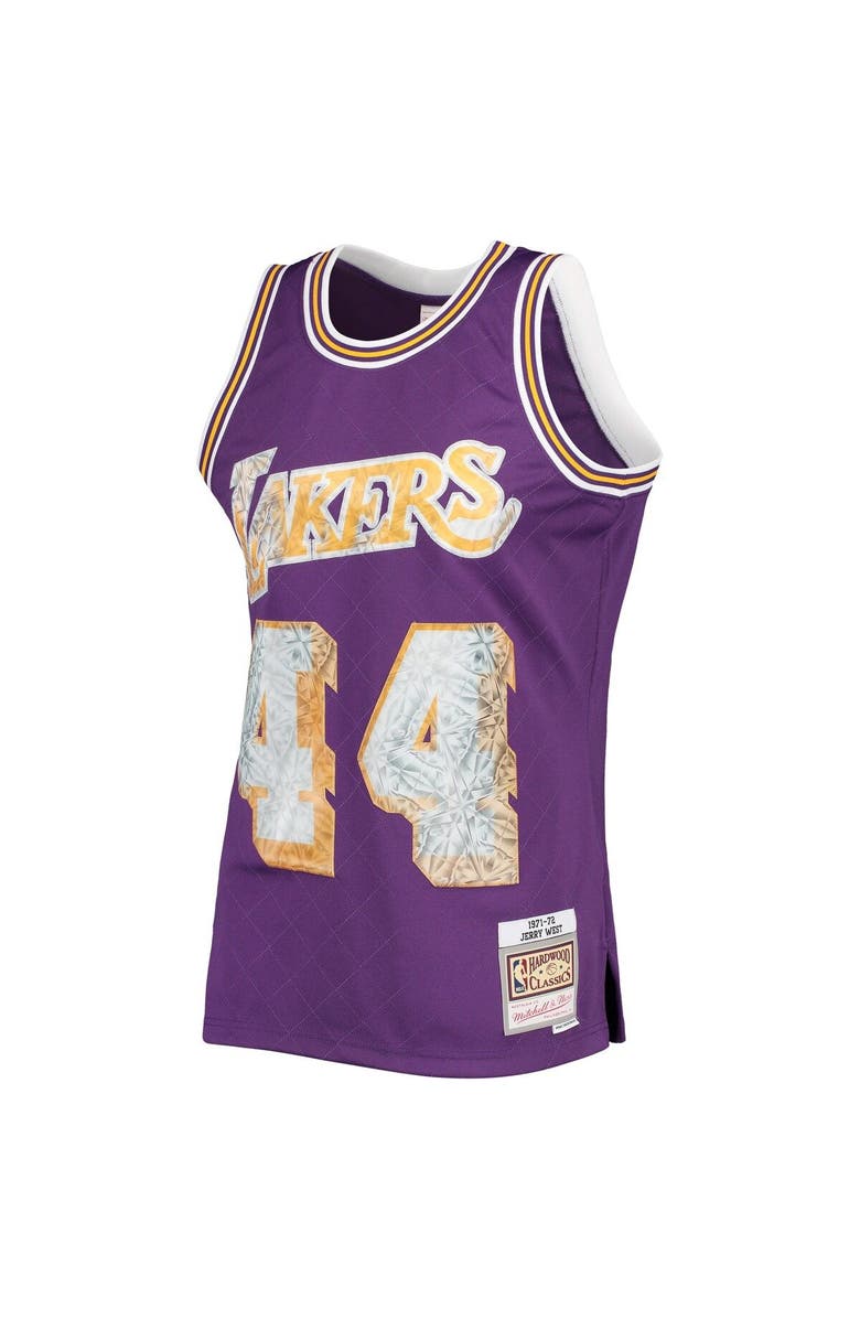 Mitchell & Ness Men's Mitchell & Ness Jerry West Purple Los Angeles Lakers 1971/72 Hardwood Classics NBA 75th Anniversary Diamond Swingman Jersey, Alternate, color, 