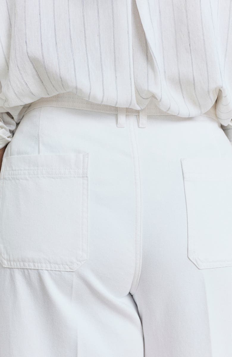 MANGO Patch Pocket High Waist Wide Leg Jeans, Alternate, color, White