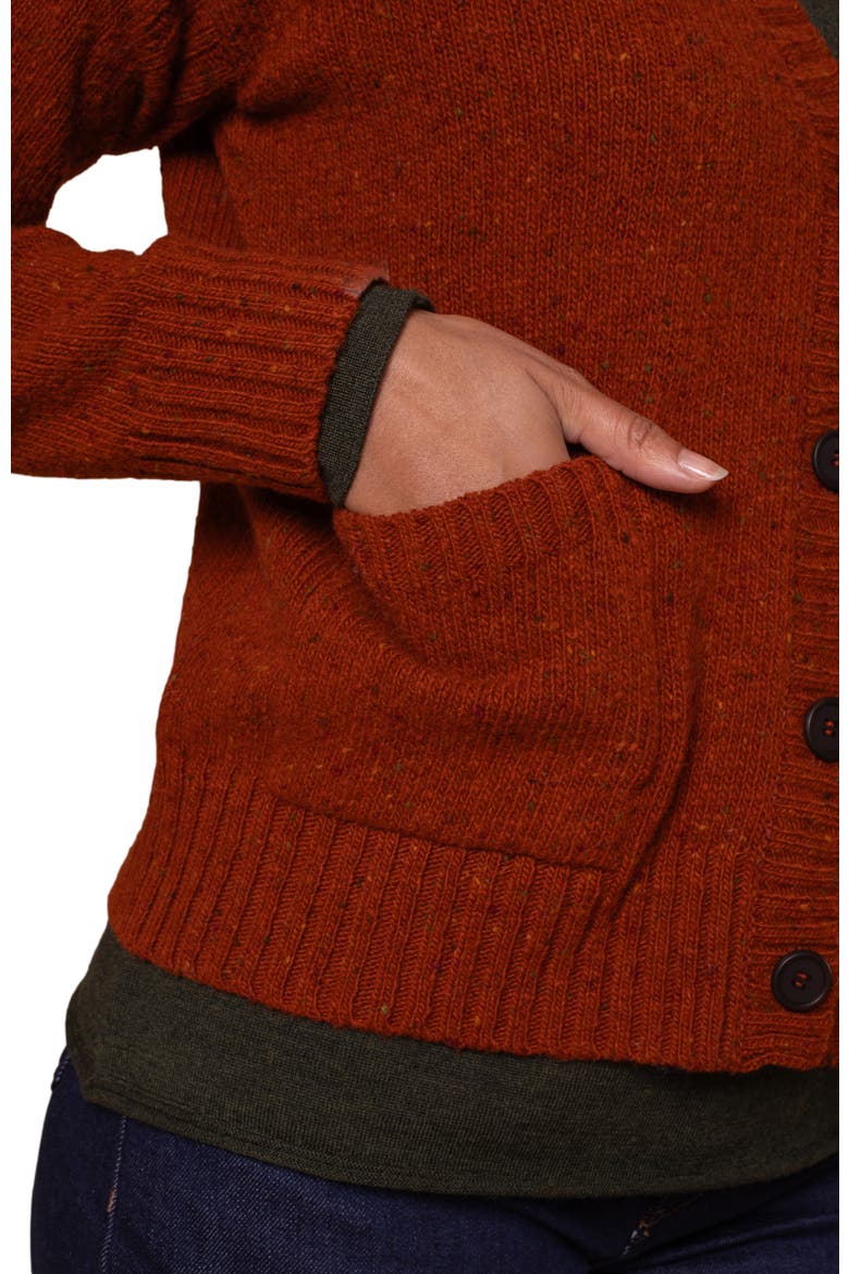 Donegal Boxy V-Neck Cardigan, Alternate, color, Rust