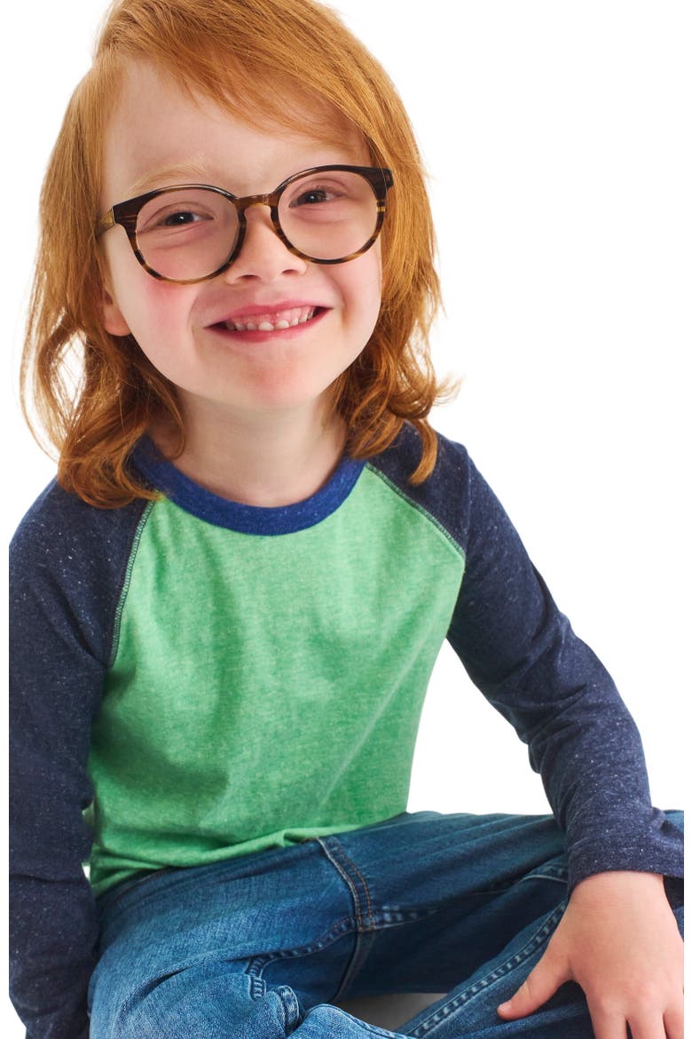 Kids Heathered Long Sleeve Baseball Tee, Alternate, color, Clover/ Navy