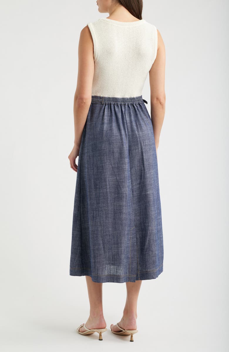 ZOE AND CLAIRE Mixed Media Dress, Alternate, color, Ivory/ Blue
