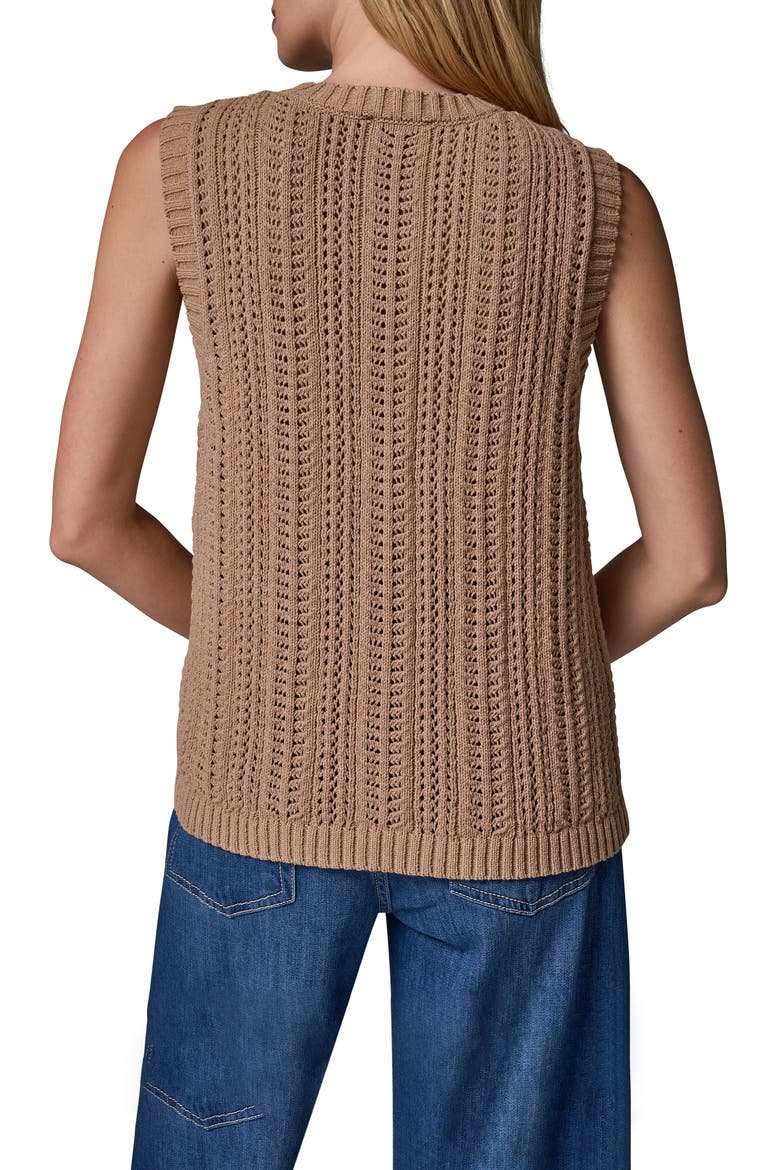 Pointelle Stitch Sweater Vest, Alternate, color, FAWN