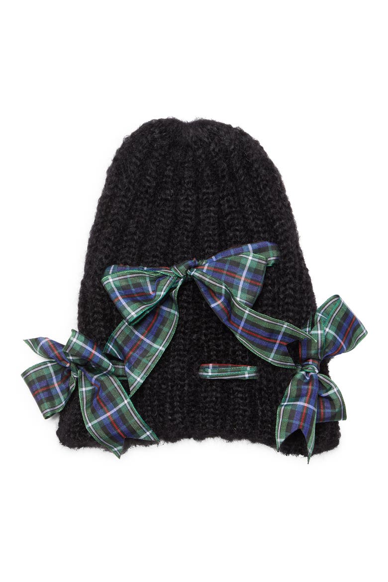 Bow Beanie, Main, color, BLACK