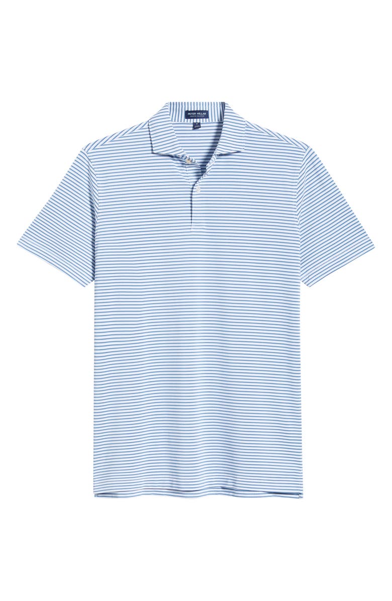 Peter Millar Tempo Performance Piqué Golf Polo, Main, color, White / Storm