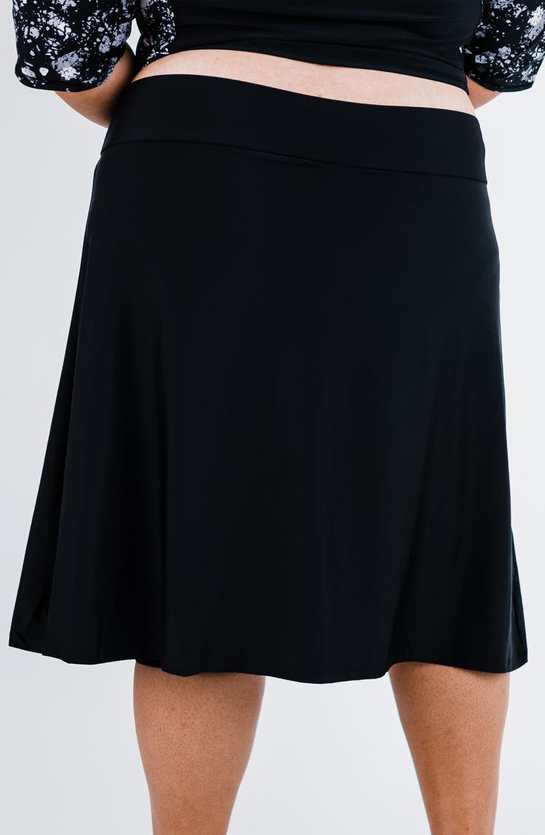 Calypsa Plus Size Long Swim Skort With Capri Leggings, Alternate, color, Black