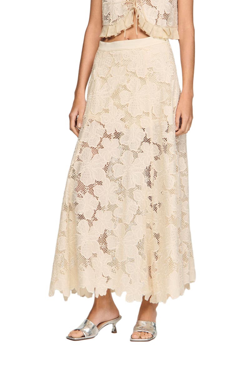 Long guipure skirt, Main, color, Ecru