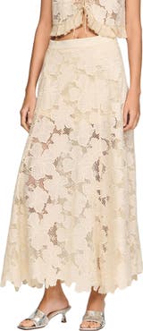 SANDRO Long guipure skirt