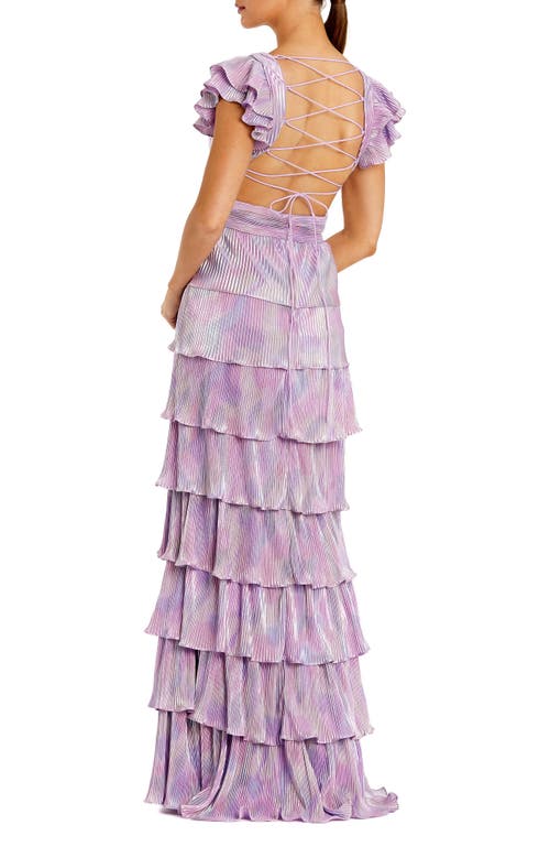 MAC DUGGAL MAC DUGGAL RUFFLE TIERED CRISS CROSS LACE UP GOWN