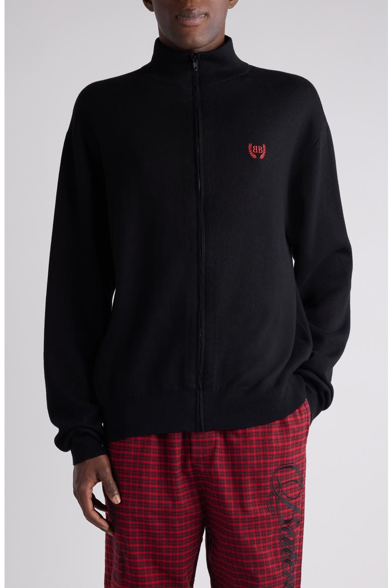 Cotton Blend Zip Cardigan, Main, color, 1000 BLACK