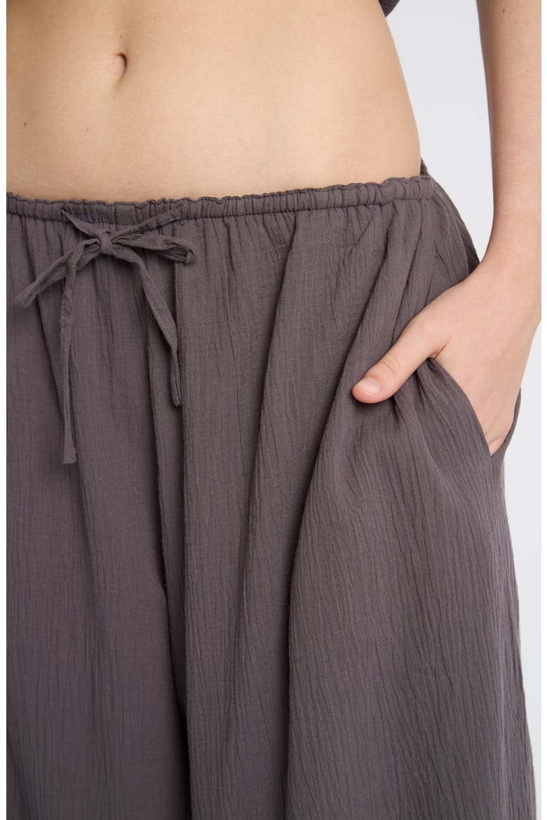 Crinkled Wide Leg Trousers, Alternate, color, GREY