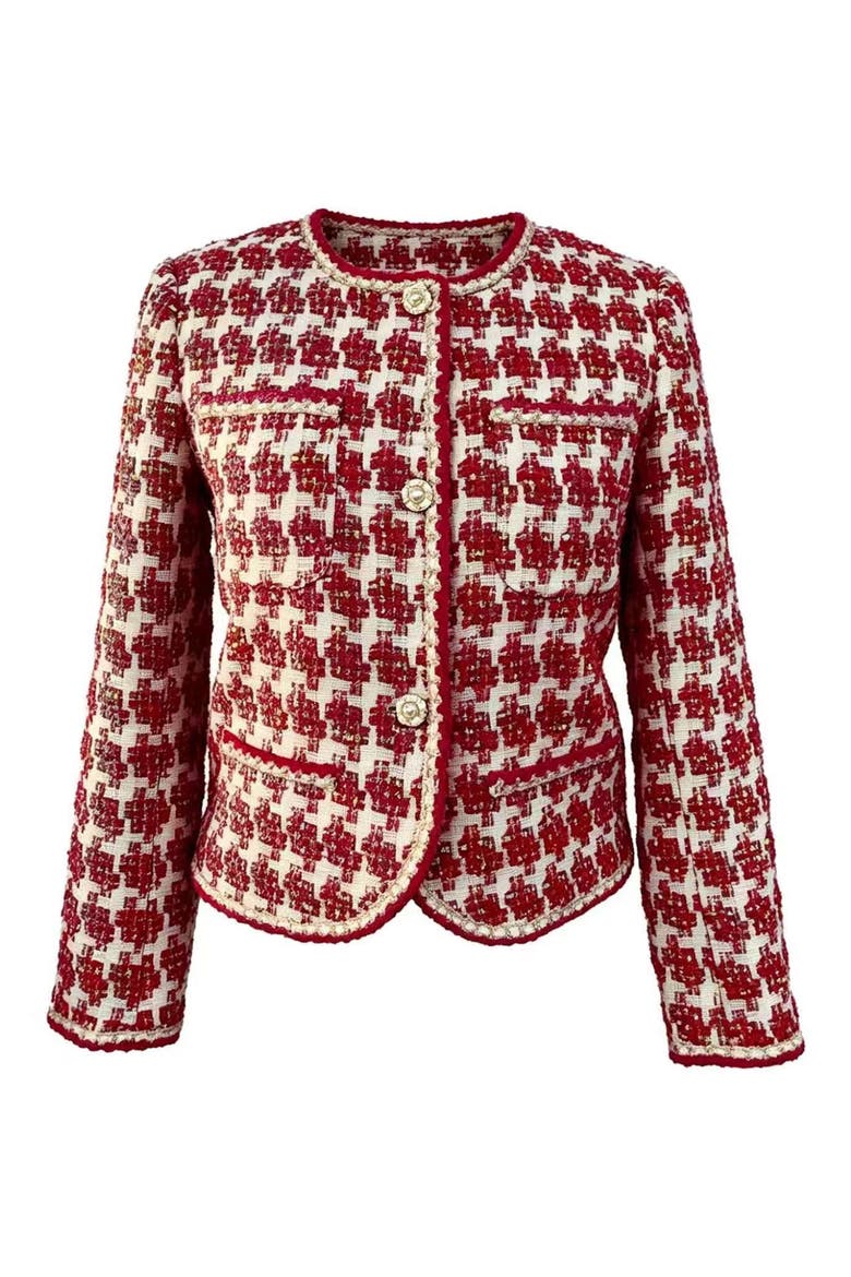 Bouclé Jacket, Main, color, RED COMBO