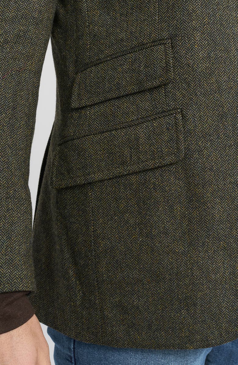 FLYNT Olive Herringbone Wool & Cashmere Hybrid Sport Coat with Removable Bib, Alternate, color, Olive