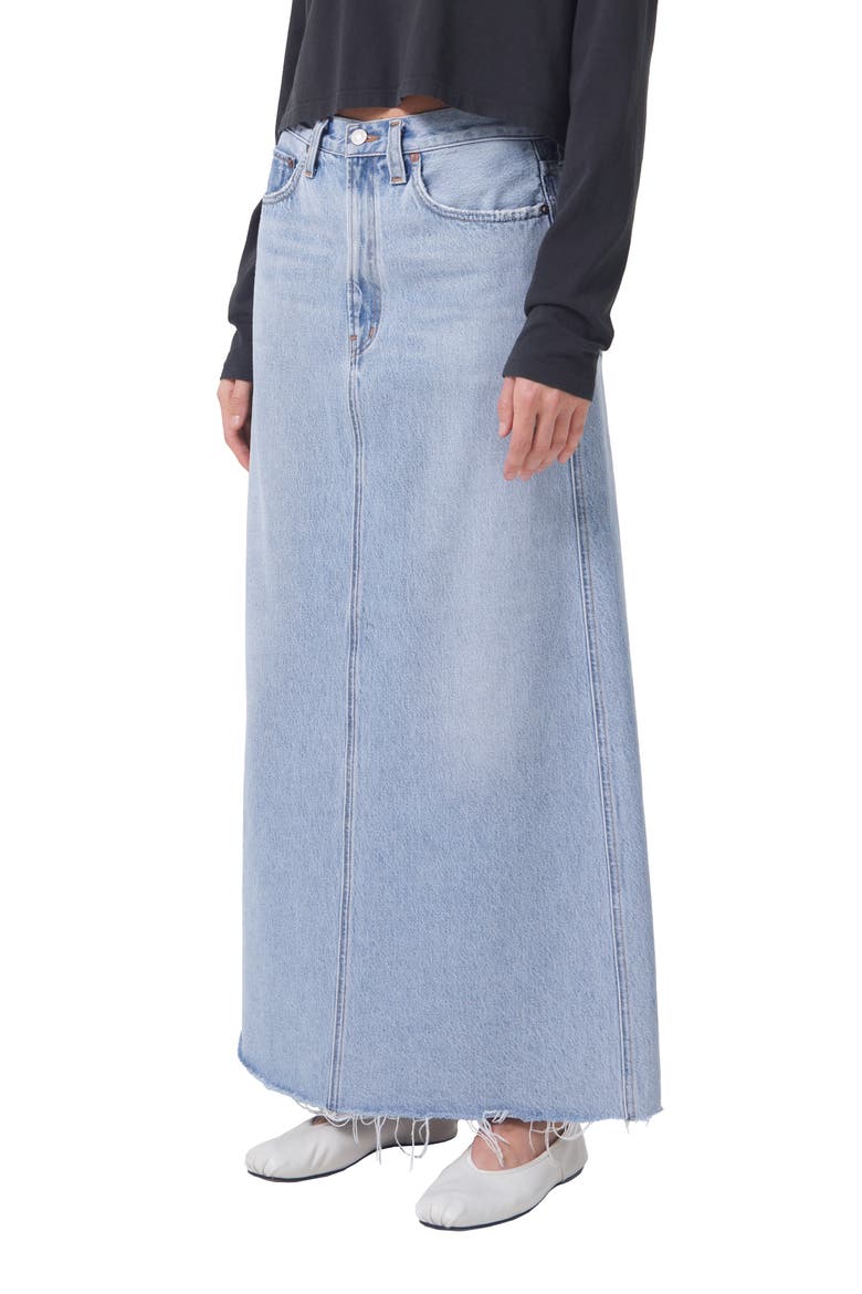 Hilla Denim Maxi Skirt, Alternate, color, PRACTICE