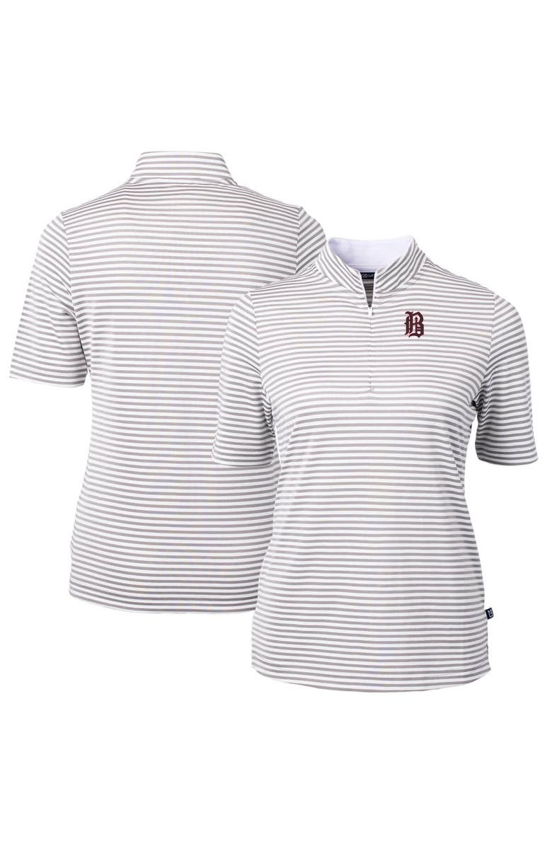Cutter & Buck Women's Cutter & Buck Gray Birmingham Barons Virtue DryTec Eco Pique Stripe Recycled Top, Main, color, 