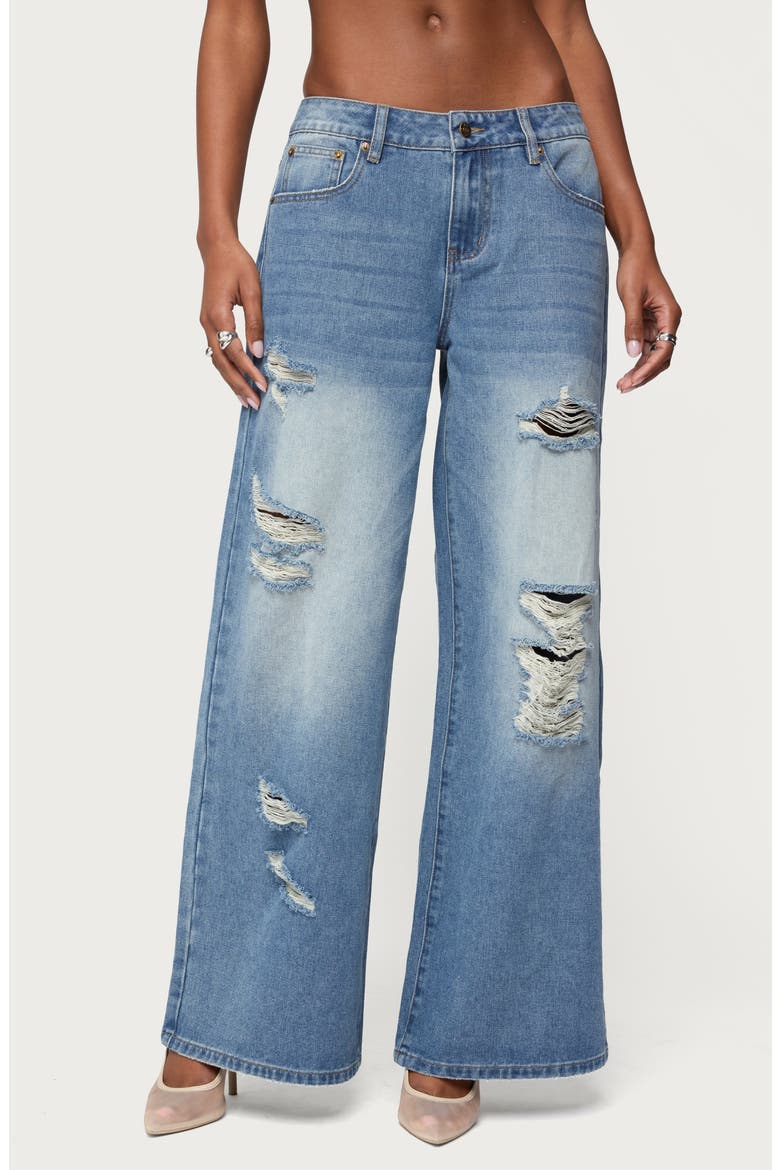 Frye Distressed Low Rise Jeans, Main, color, BLUE-WASHED