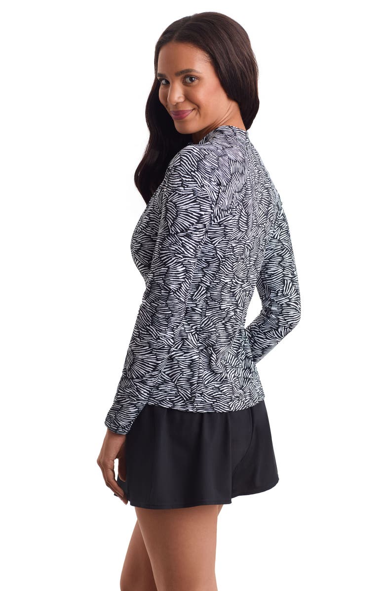 ShapeSolver Sport Long Sleeve Full Zip Chlorine Resistant Sunshirt, Alternate, color, Shifting Shape