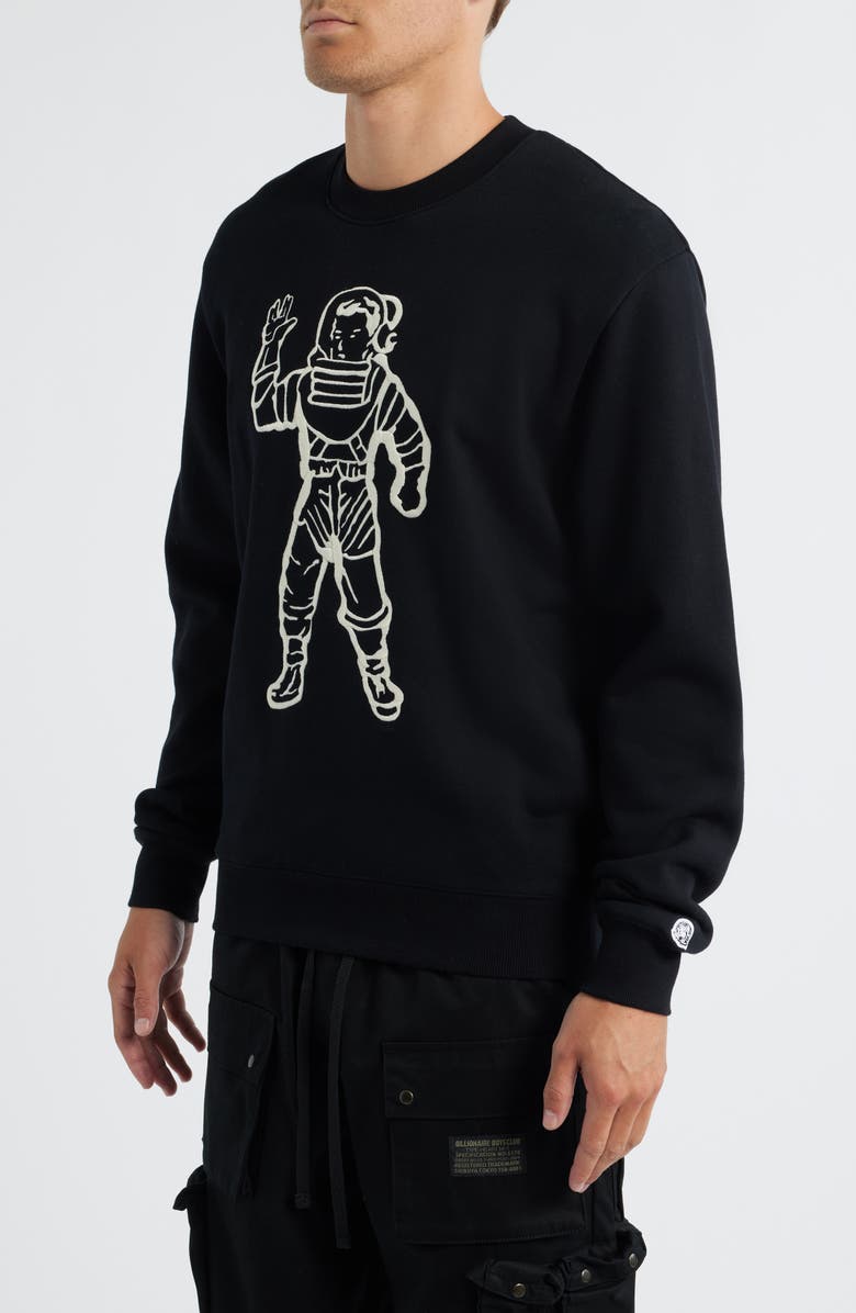 Billionaire Boys Club BB Astronaut Embroidered Cotton Crewneck Sweatshirt, Alternate, color, Black