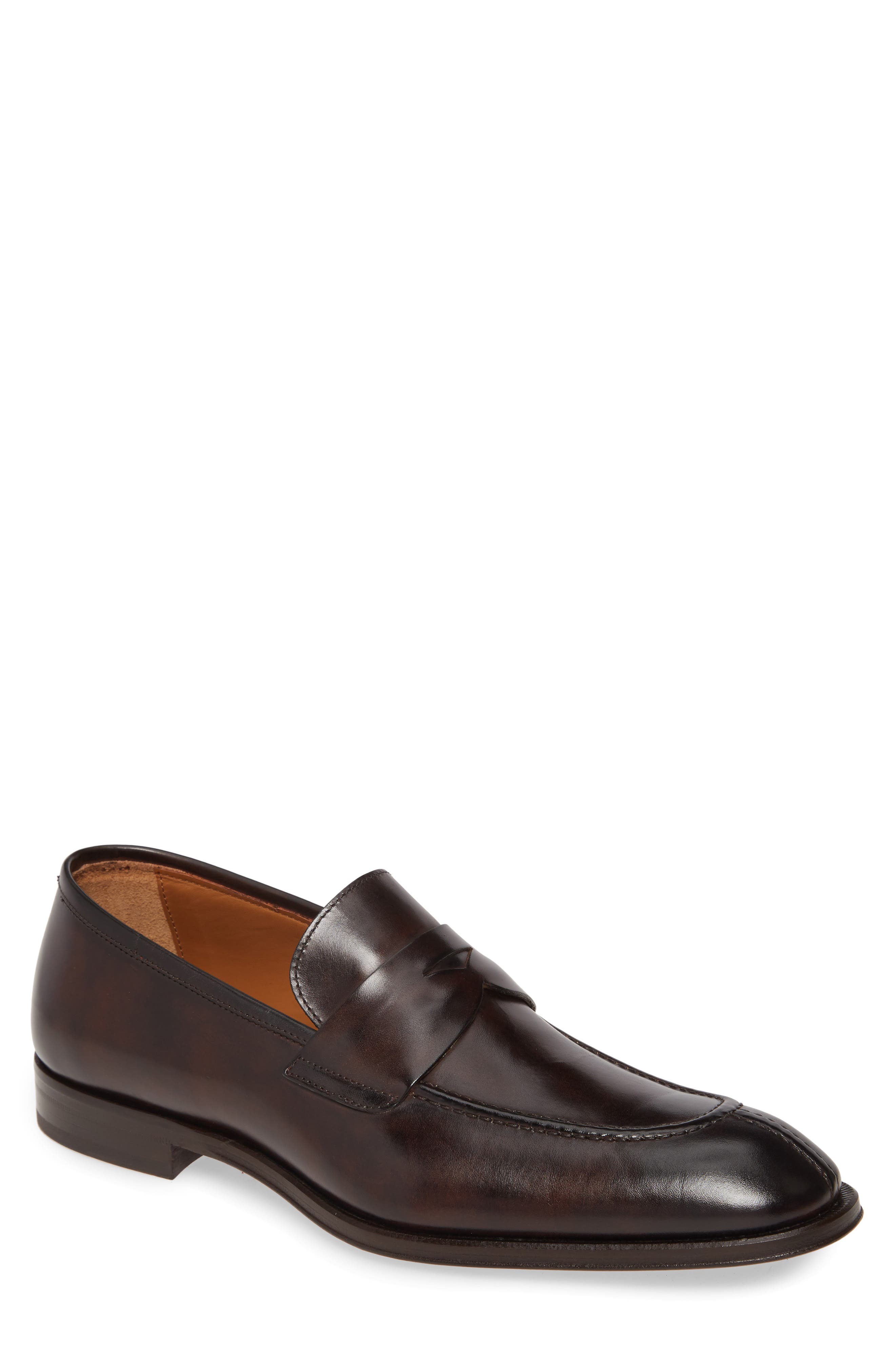 Luigi Penny Loafer, Main, color, DARK BROWN LEATHER