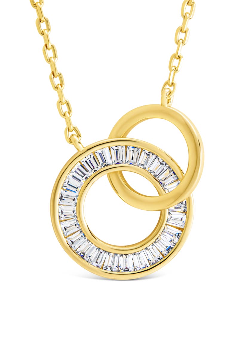 Emmeline Cubic Zirconia & Polished Interlock Necklace, Main, color, GOLD