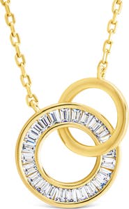 Sterling Forever Emmeline Cubic Zirconia & Polished Interlock Necklace