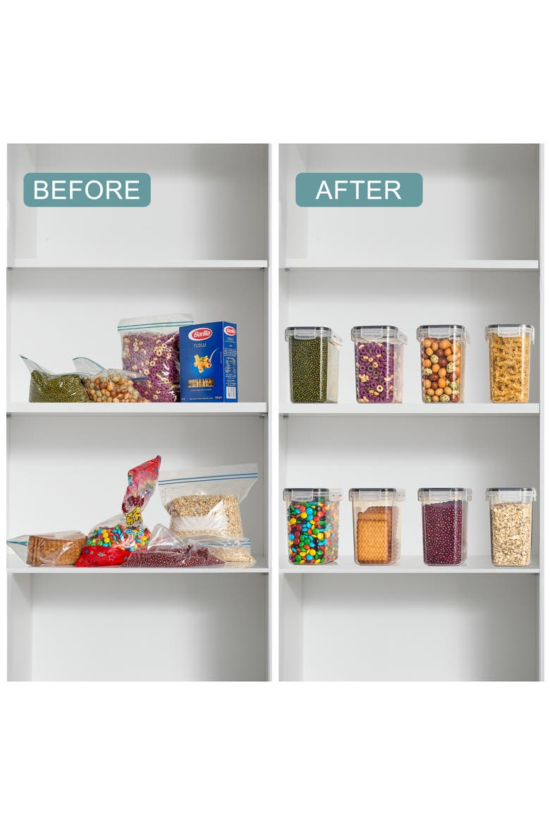 8-Pack Airtight Dry Food Storage Containers, Alternate, color, CLEAR