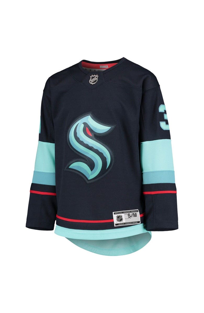 Outerstuff Youth Philipp Grubauer Deep Sea Blue Seattle Kraken Home Premier Player Jersey, Alternate, color, Navy