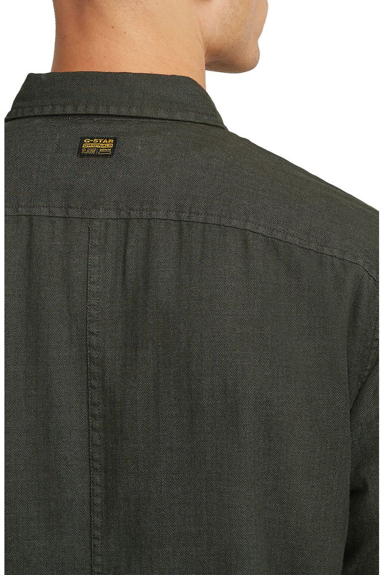 Paneled Cotton Blend Button-Up Shirt, Alternate, color, ASFALT GD