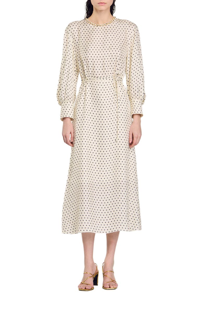 SANDRO Polka dot maxi dress, Main, color, 