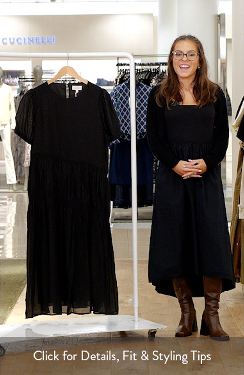 Puff Sleeve Smocked Tiered Midi Dress, sales video thumbnail