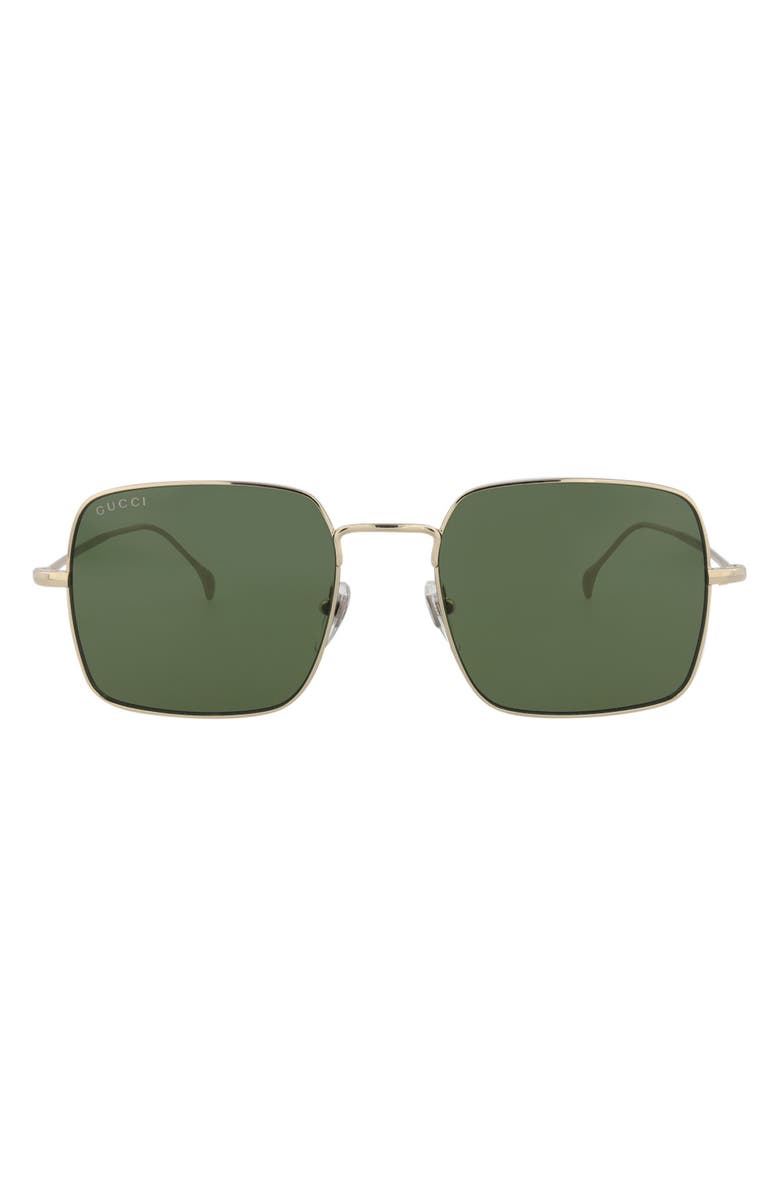 Gucci 54mm Square Sunglasses, Main, color, Gold Gold Green