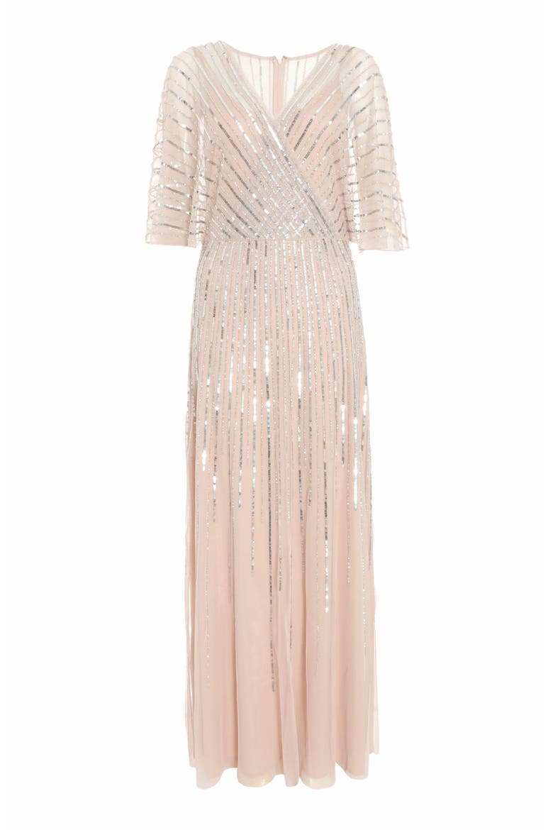 Embellished Sequin Evening Dress, Alternate, color, Neutral