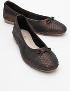 Forever & Always Shoes Copos Leather Bow Cap Toe Ballet Flat