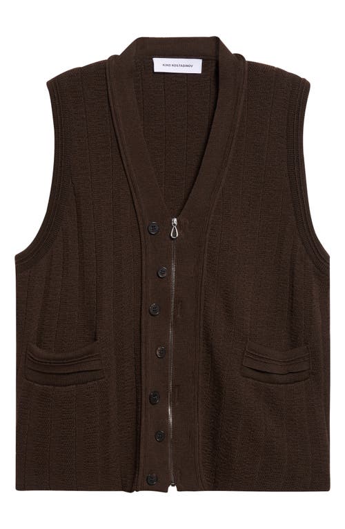 Kiko Kostadinov Brown Fitz Knit Vest In Burgundy