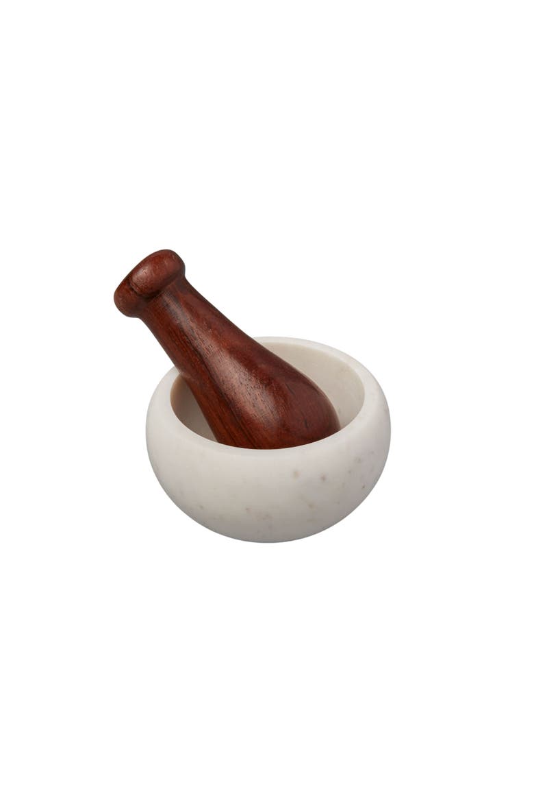 White & Wood Mortar & Pestle, Main, color, Marble