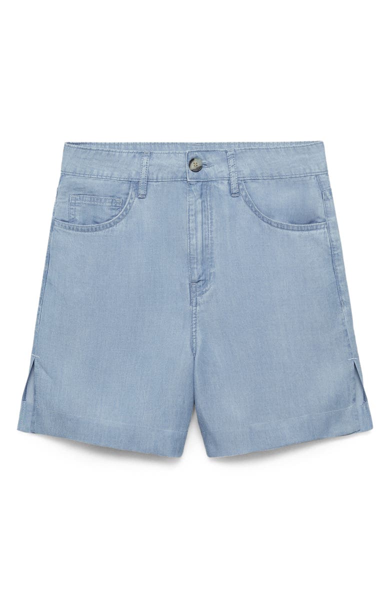 MANGO Maddy High Waist Bermuda Denim Shorts, Alternate, color, Medium Blue