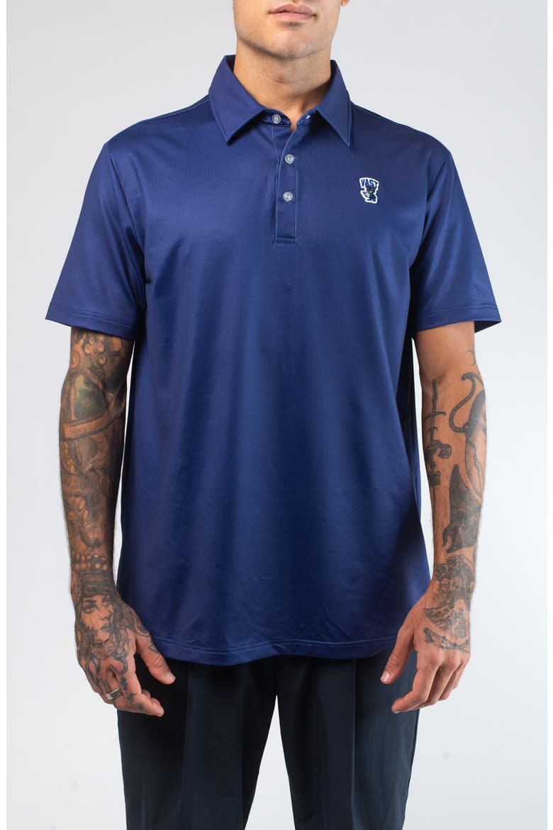 Aqua Terra Formosan Bear Tech Performance Polo, Main, color, NAVY