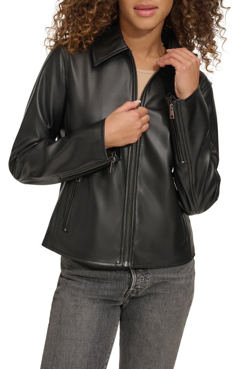 Levi's Racer Faux Leather Jacket, Main, color, Black
