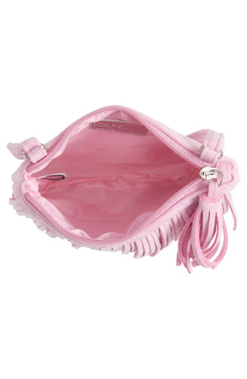 Shop Capelli New York Kids' Faux Suede Fringe Crossbody Bag In Light Pink