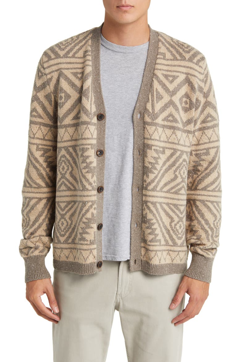 Duran Jacquard Cardigan, Main, color, KHAKI FOLIAGE NEP