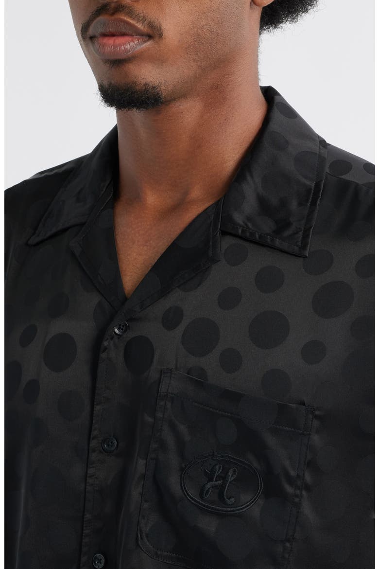 Tonal Dot Camp Shirt, Alternate, color, BLACK