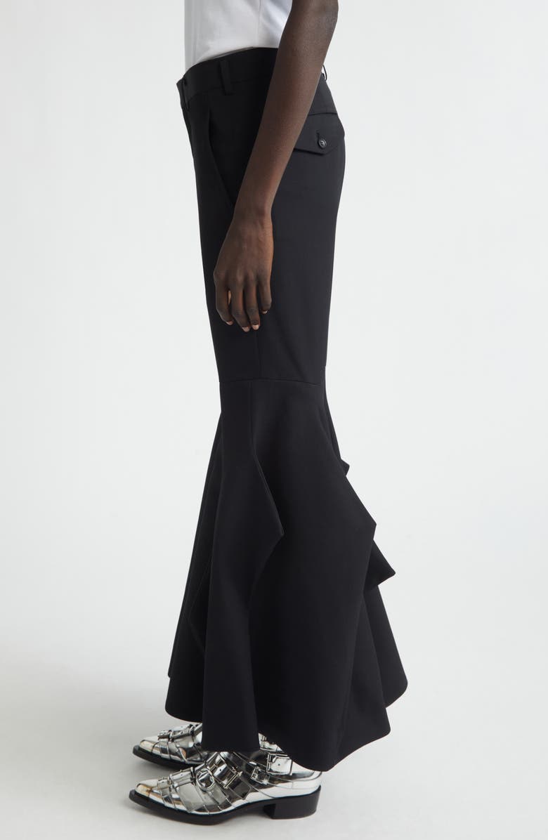 Comme des Garçons Paneled Wool Gabardine Flare Leg Pants, Alternate, color, Black