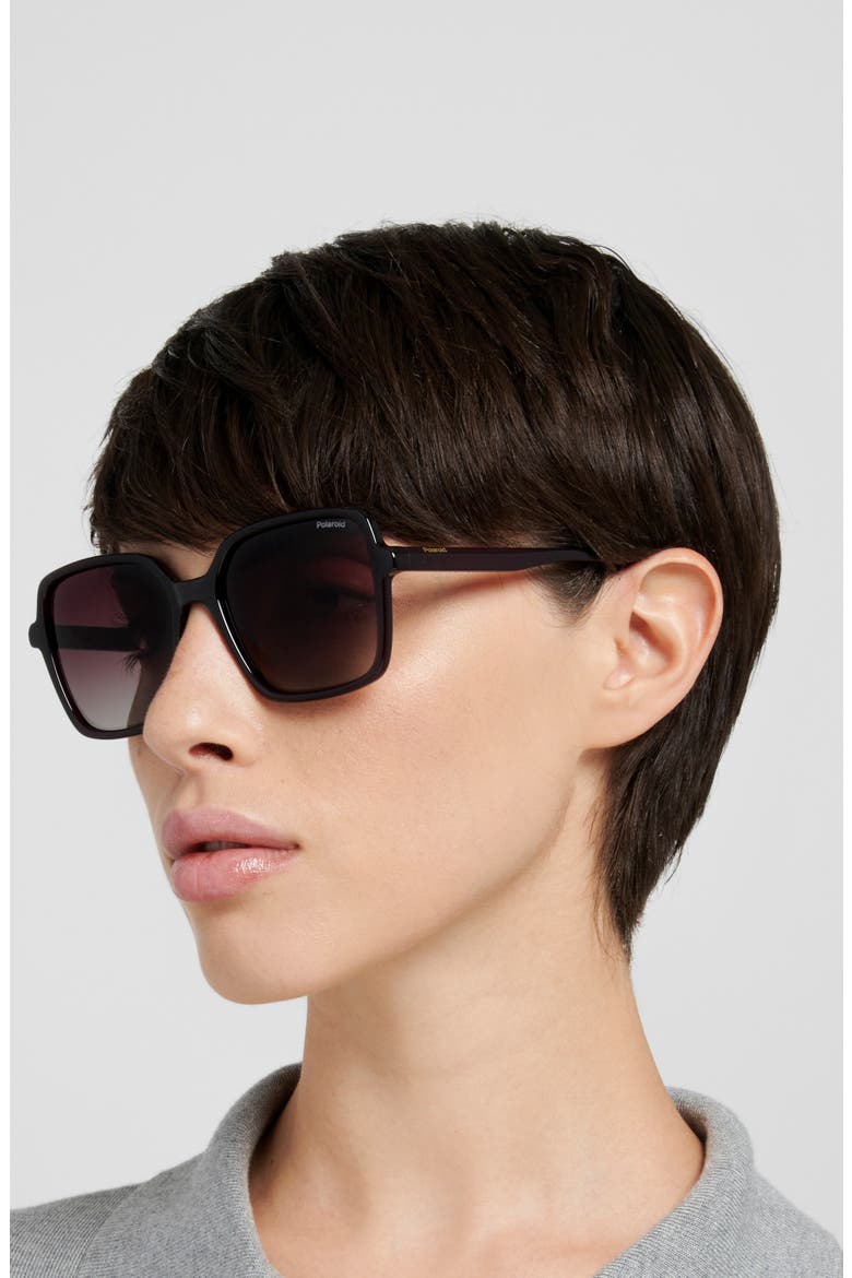 56mm Polarized Square Sunglasses, Alternate, color, VIOLET/ BROWN SF PZ