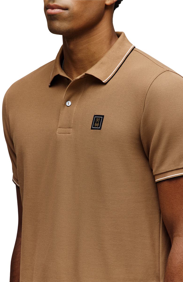 Psycho Bunny Joseph Tipped Pima Cotton Piqué Polo, Alternate, color, Toasted Coconut