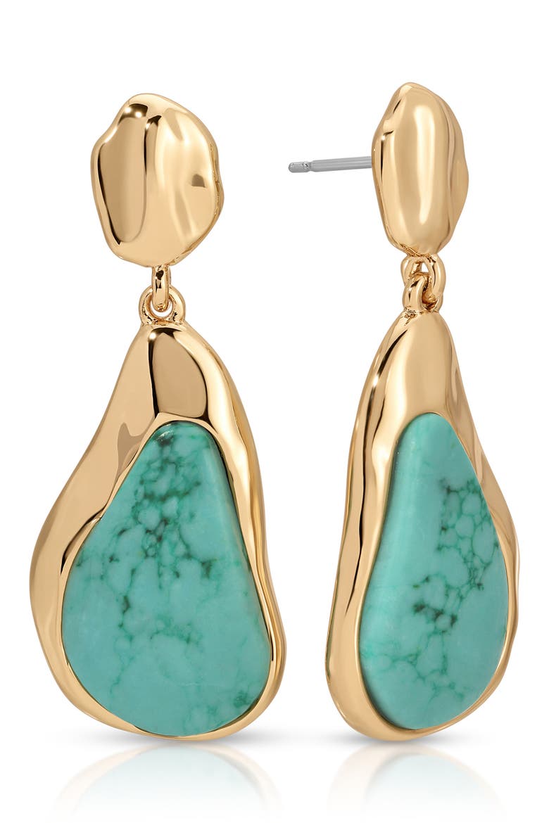 Hidden Stone Molten Drop Earrings, Main, color, TURQUOISE